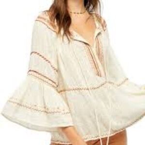 Free People Talia Embroidered Blouse